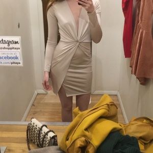 Plunging twist mini dress